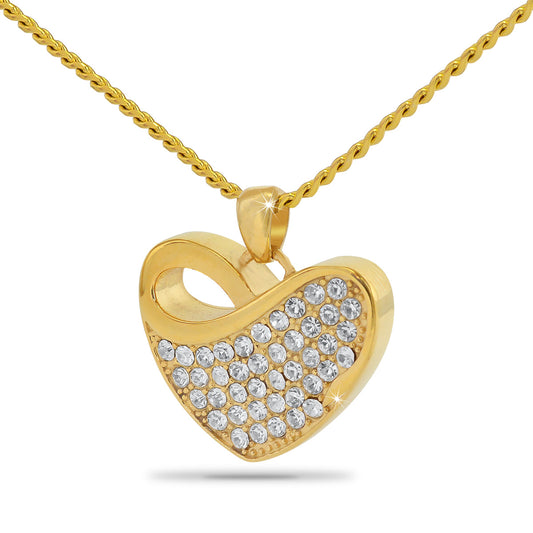 Gleaming Gold Steel Crystal Pendant